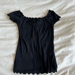 Hollister Black Ruffle Edge Blouse